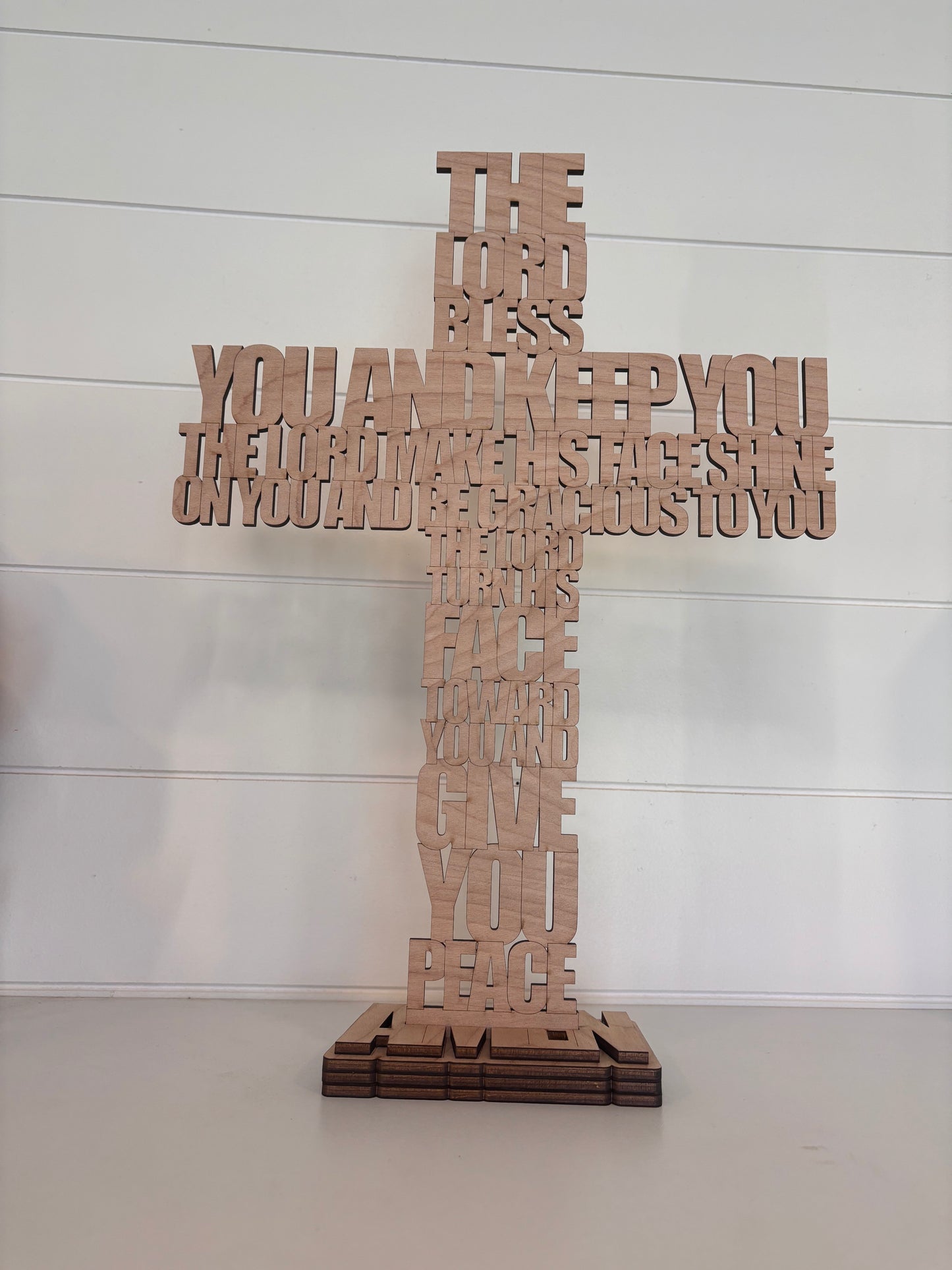 Freestanding Laser-Cut Scripture Cross Aaronic Blessing