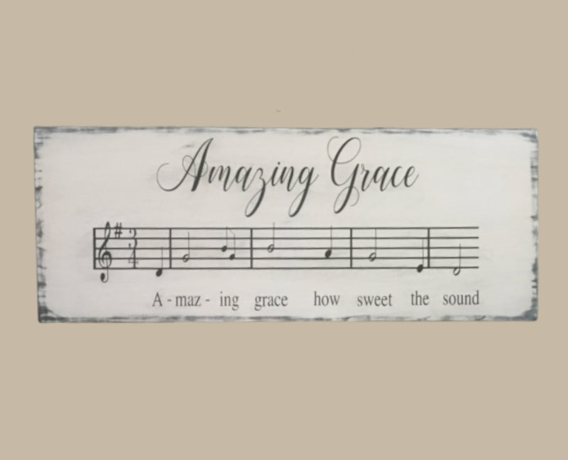 Amazing Grace Sheet Music Hand Painted Farmhouse Style Sign