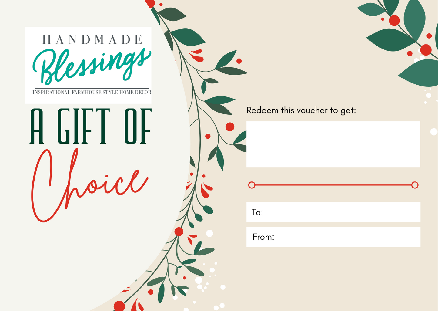 Handmade Blessings Gift Certificate