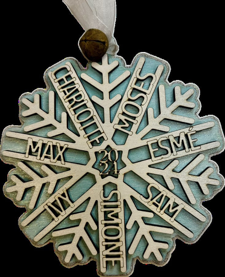 Personalized Family Christmas Ornaments - Snowflakes