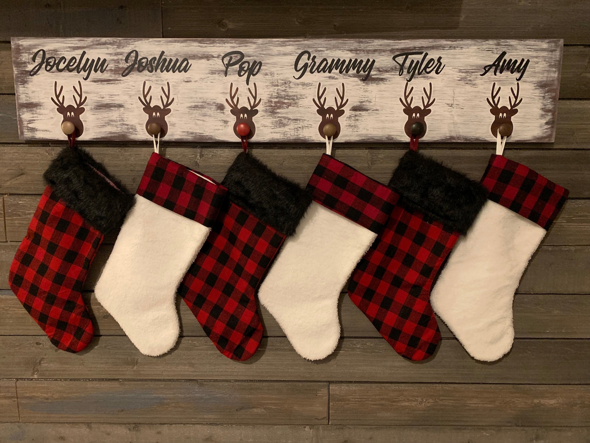 Family Reindeer Holiday Stocking Hanger