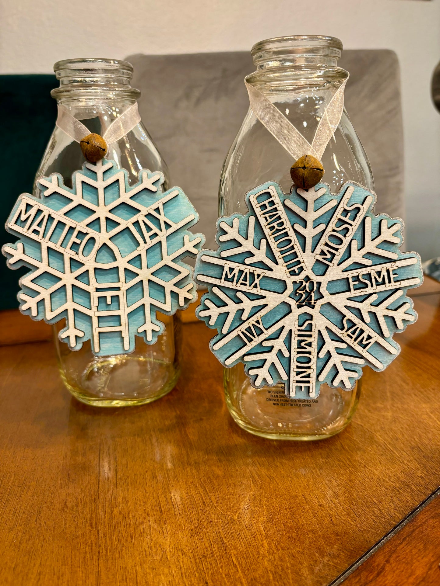 Personalized Family Christmas Ornaments - Snowflakes