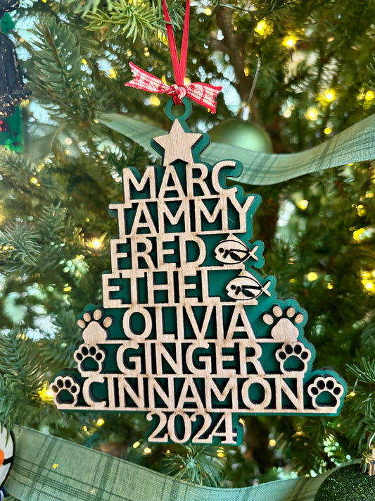 Personalized Family Christmas Ornaments - Christmas Tree