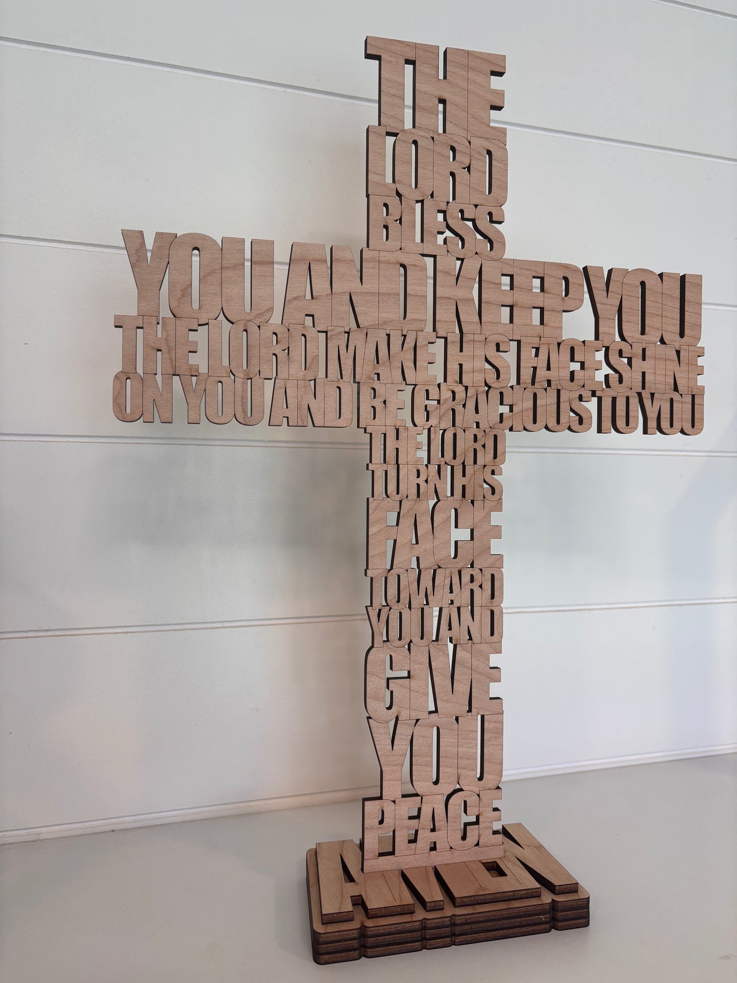 Freestanding Laser-Cut Scripture Cross Aaronic Blessing