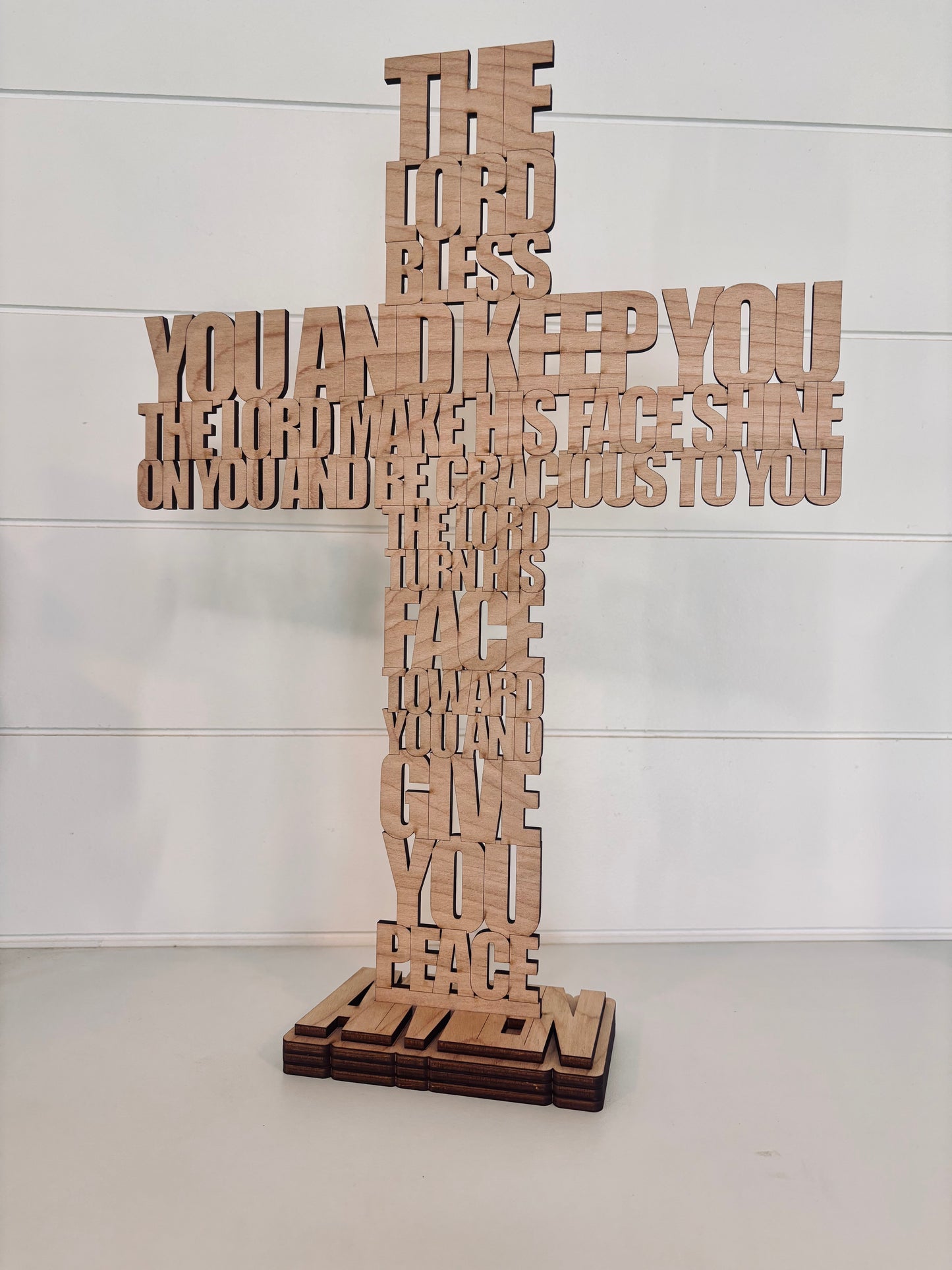 Freestanding Laser-Cut Scripture Cross Aaronic Blessing