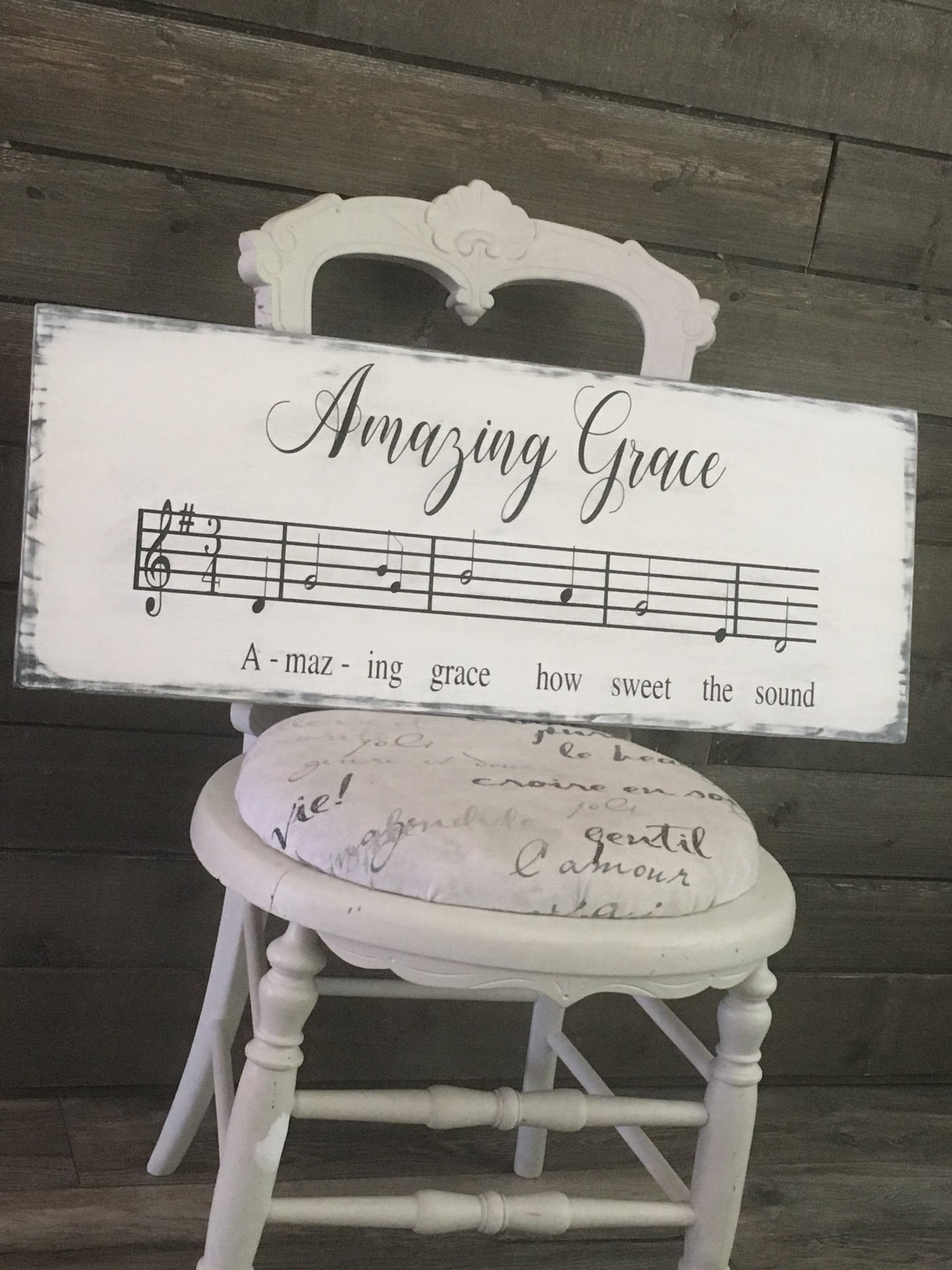Amazing Grace Sheet Music Hand Painted Farmhouse Style Sign