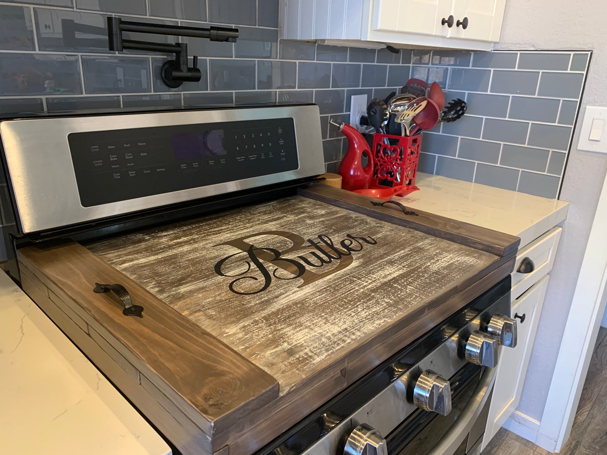 Handmade Industrial Farmhouse Stove Top Cover Noodle Board