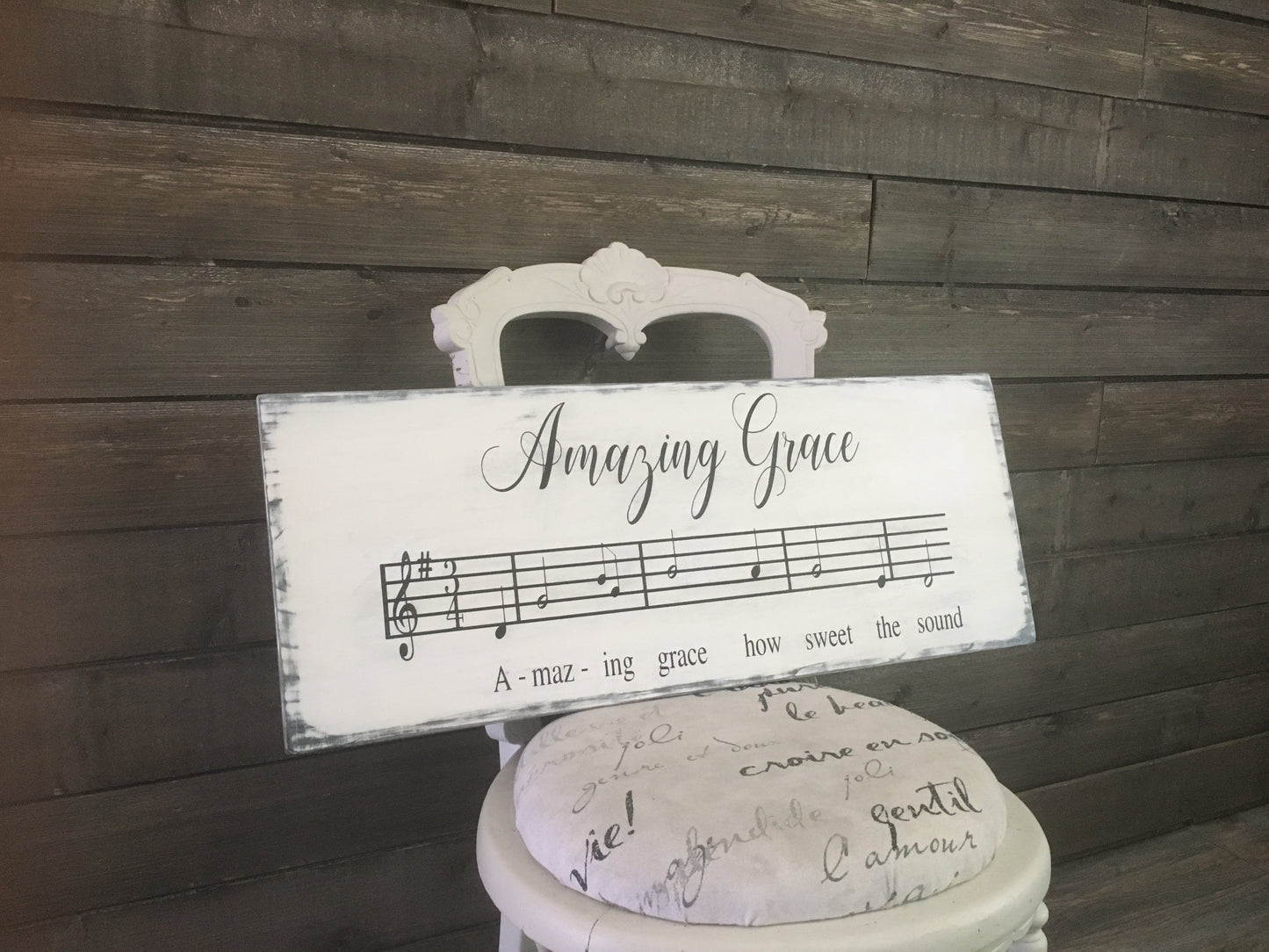 Amazing Grace Sheet Music Hand Painted Farmhouse Style Sign